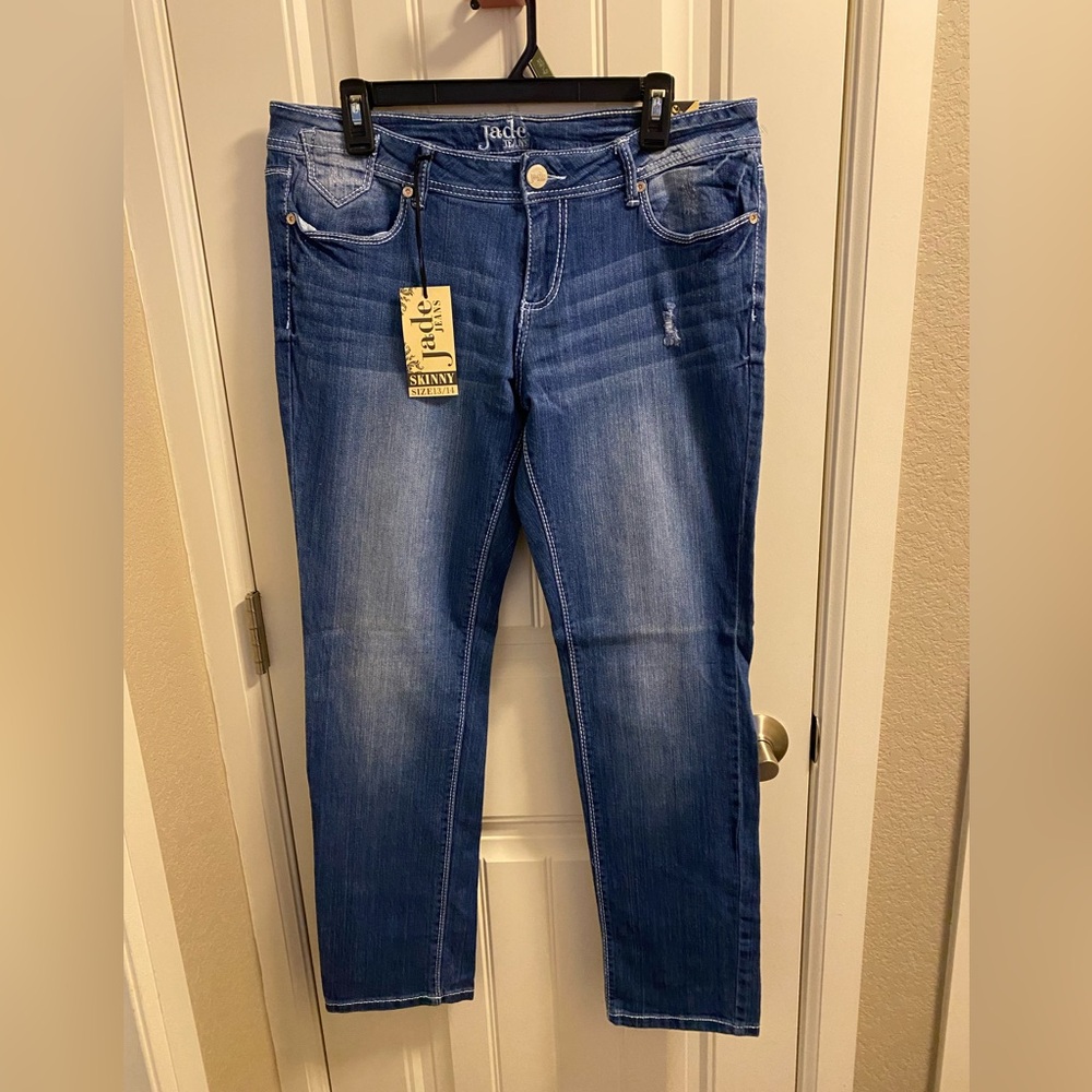 NWT Jade Jeans 13 14 Curvy Skinny Leg Stretch Blue Denim